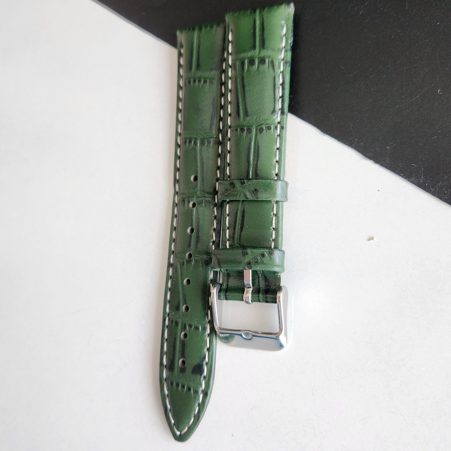 18MM Green Leather Croco Strap for Automatic Mechanical Watches H14