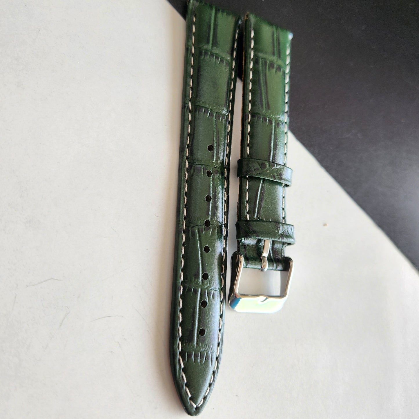 18MM Green Leather Croco Strap for Automatic Mechanical Watches H14