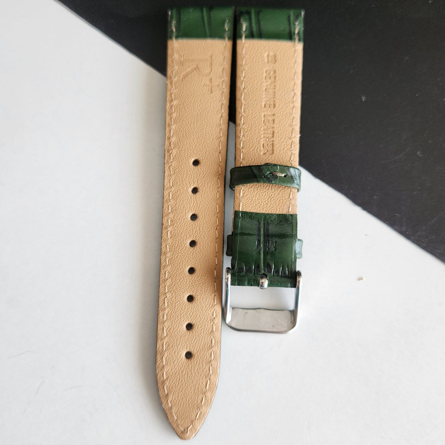 18MM Green Leather Croco Strap for Automatic Mechanical Watches H14