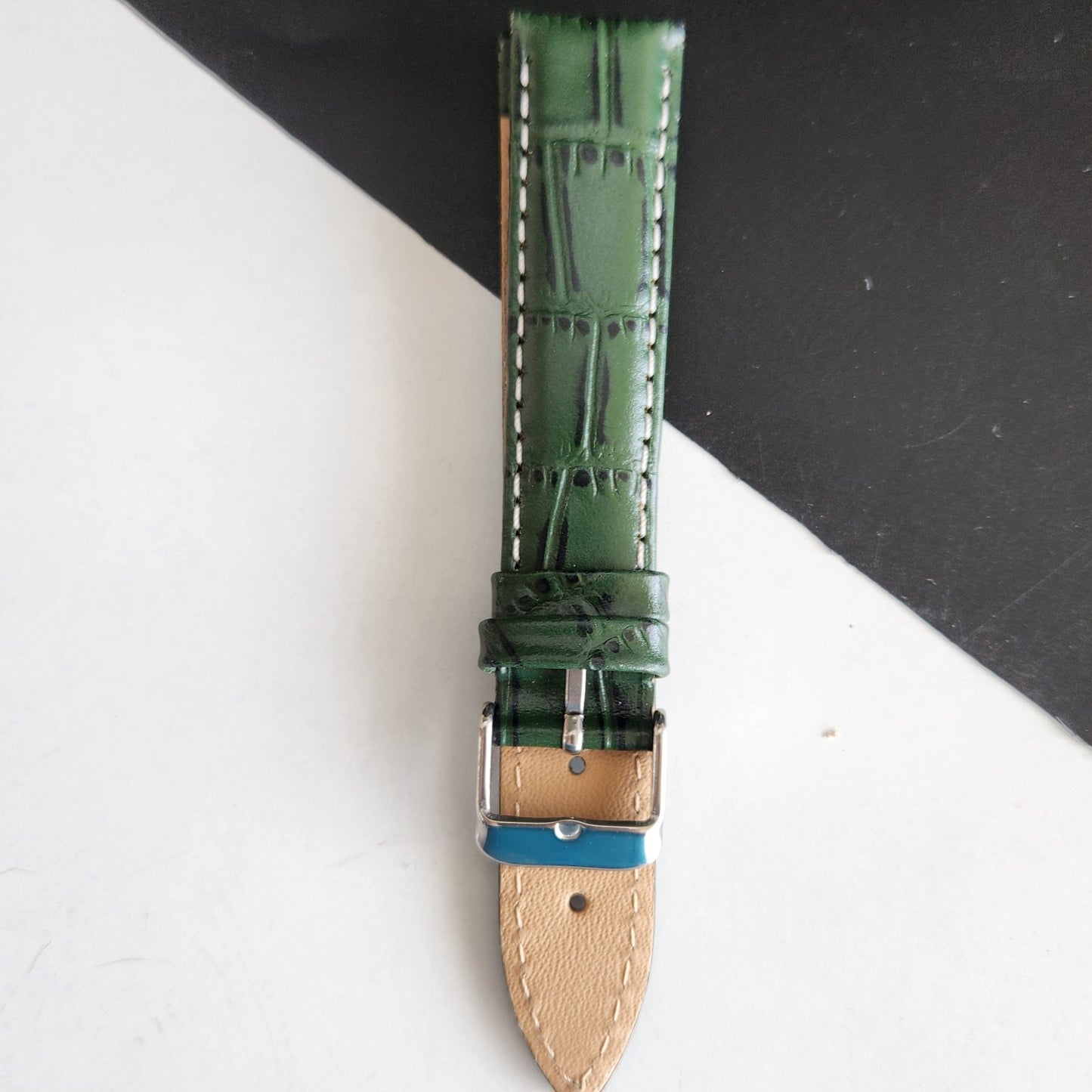 18MM Green Leather Croco Strap for Automatic Mechanical Watches H14
