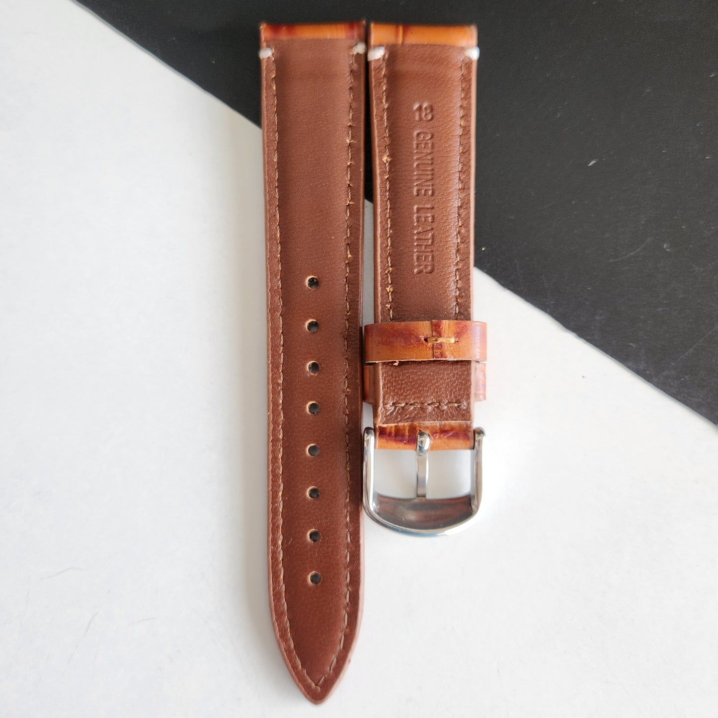 18MM Tan Leather Croco Strap for Automatic Mechanical Watches H15