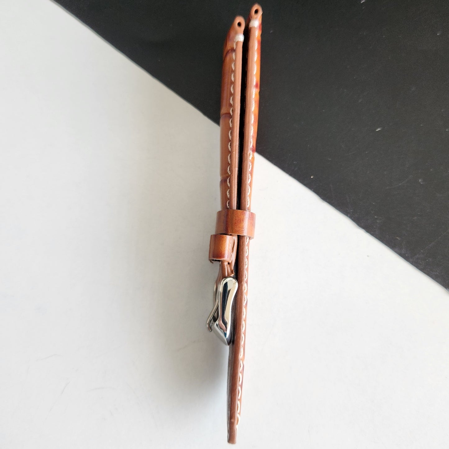18MM Tan Leather Croco Strap for Automatic Mechanical Watches H15