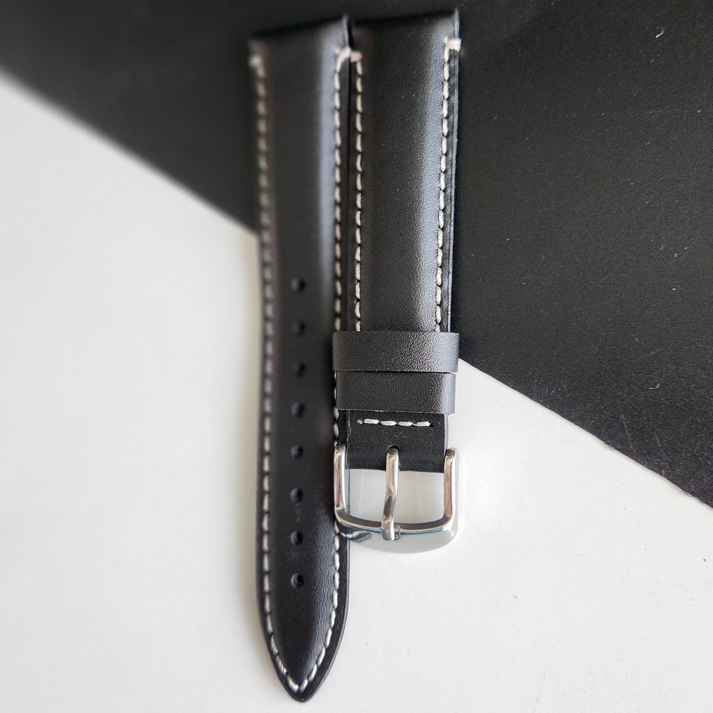 18MM Black Leather Strap for Automatic Mechanical Watches H17