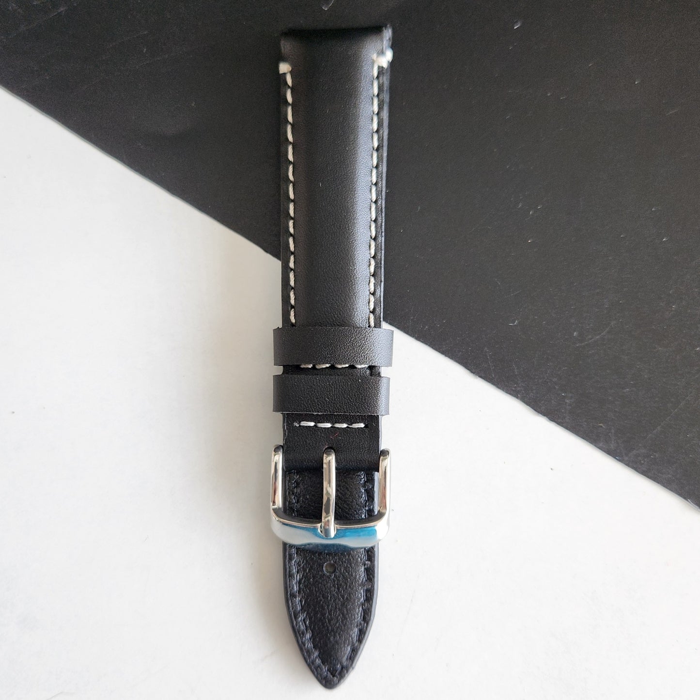 18MM Black Leather Strap for Automatic Mechanical Watches H17