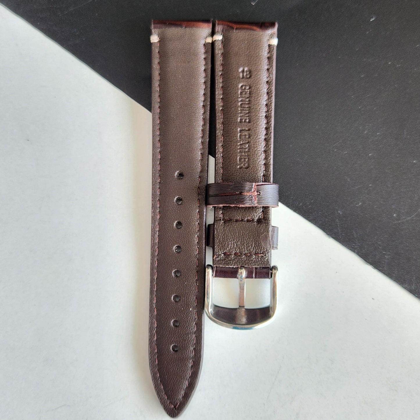 18MM Dark Brown Croco Leather Croco Strap for Automatic Mechanical Watches H18
