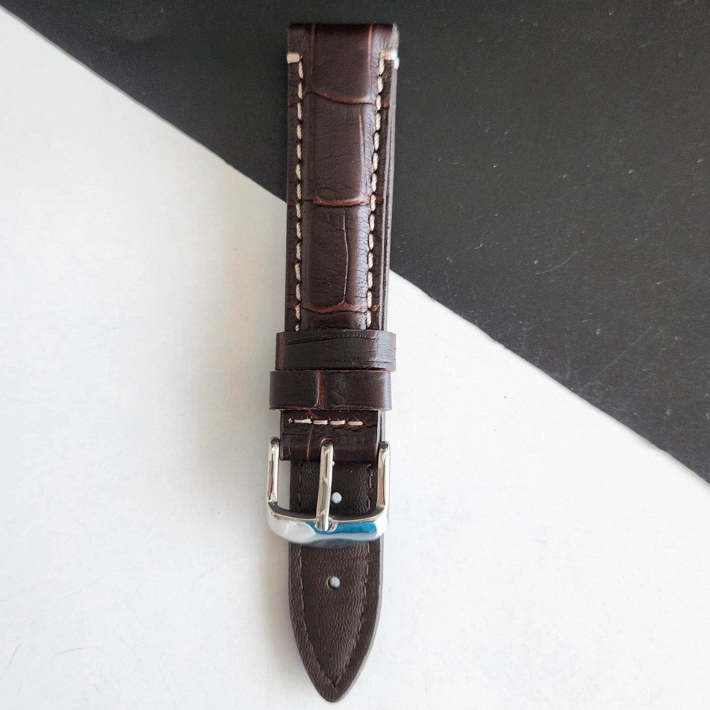 18MM Dark Brown Croco Leather Croco Strap for Automatic Mechanical Watches H18