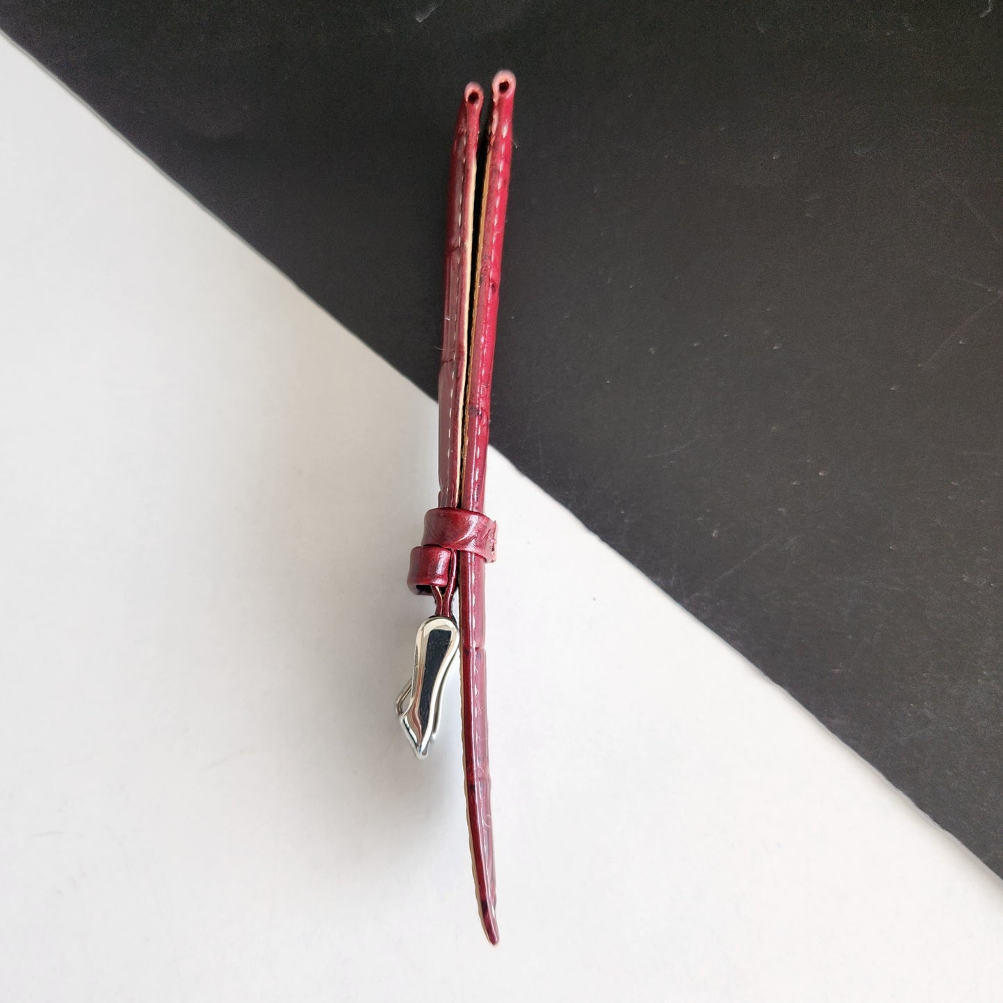 18MM Red Croco Leather Strap for Automatic Mechanical Watches H19