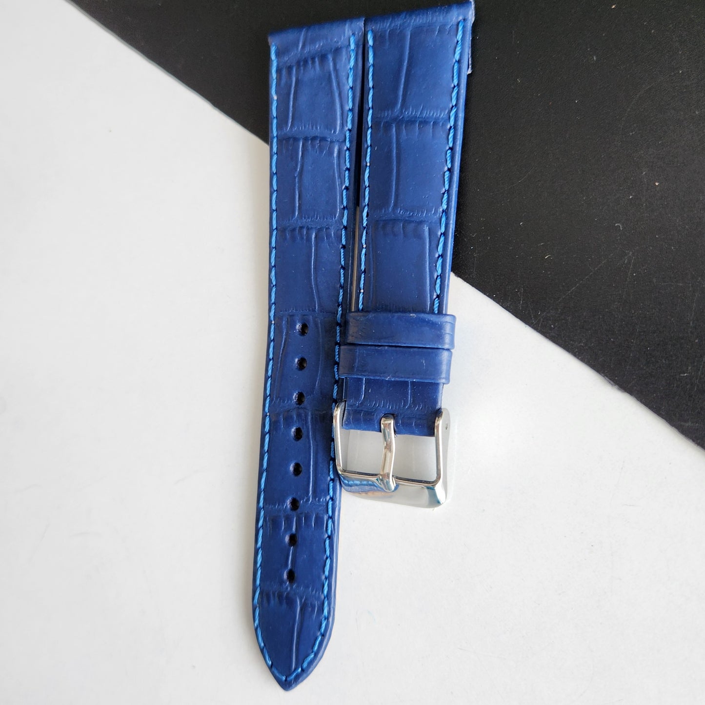 18MM Blue Leather Croco Strap for Automatic Mechanical Watches H22