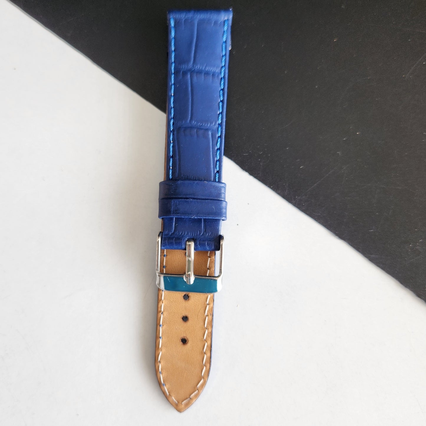 18MM Blue Leather Croco Strap for Automatic Mechanical Watches H22