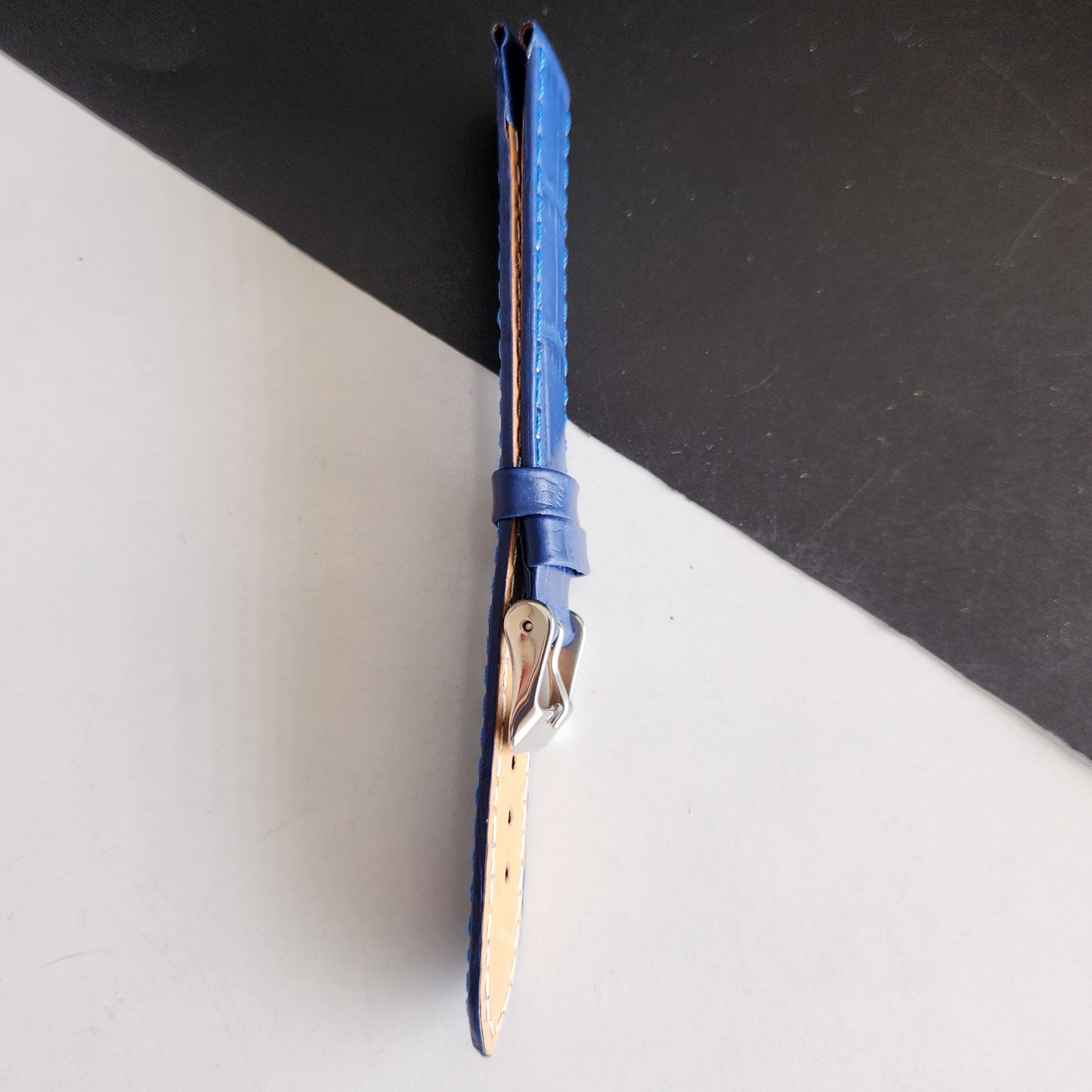 18MM Blue Leather Croco Strap for Automatic Mechanical Watches H22