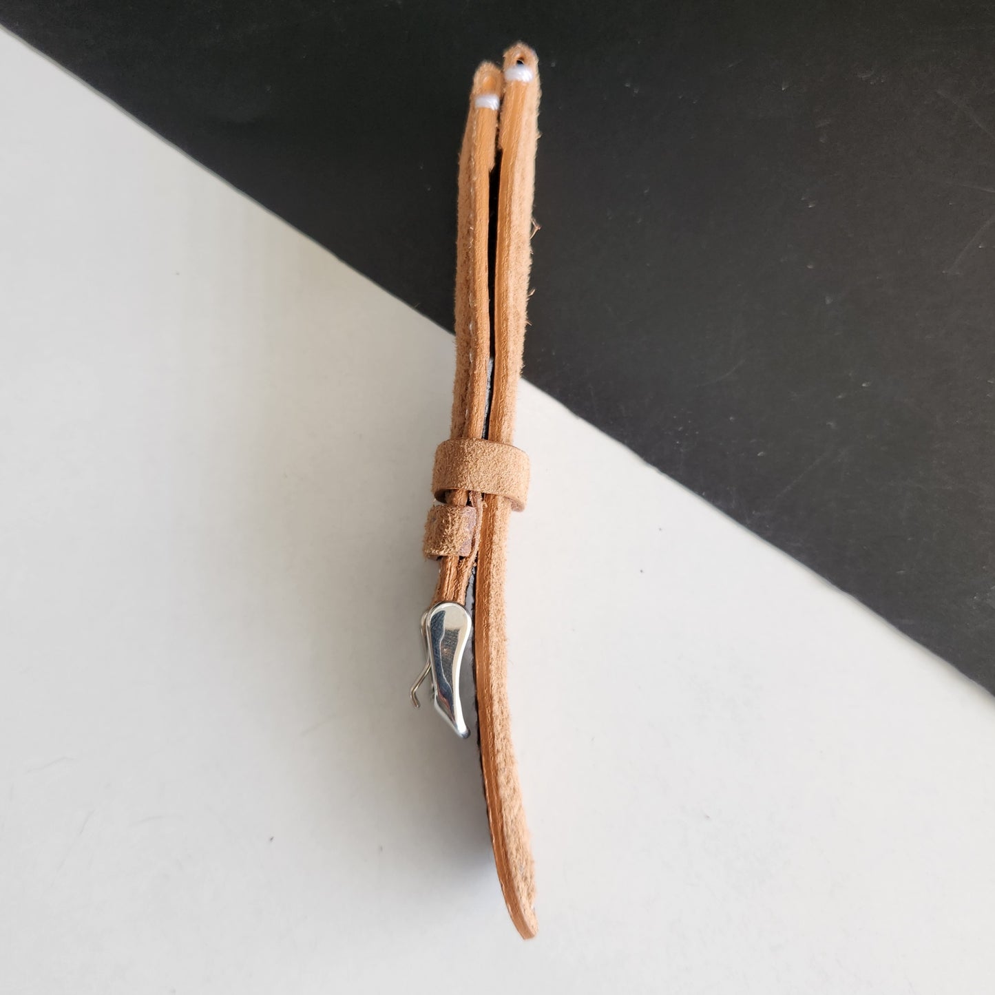 18MM Tan Suede Leather Strap for Automatic Mechanical Watches H23