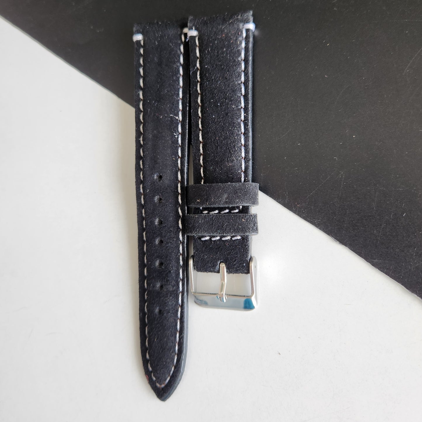 18MM Black Suede Leather Strap for Automatic Mechanical Watches H25