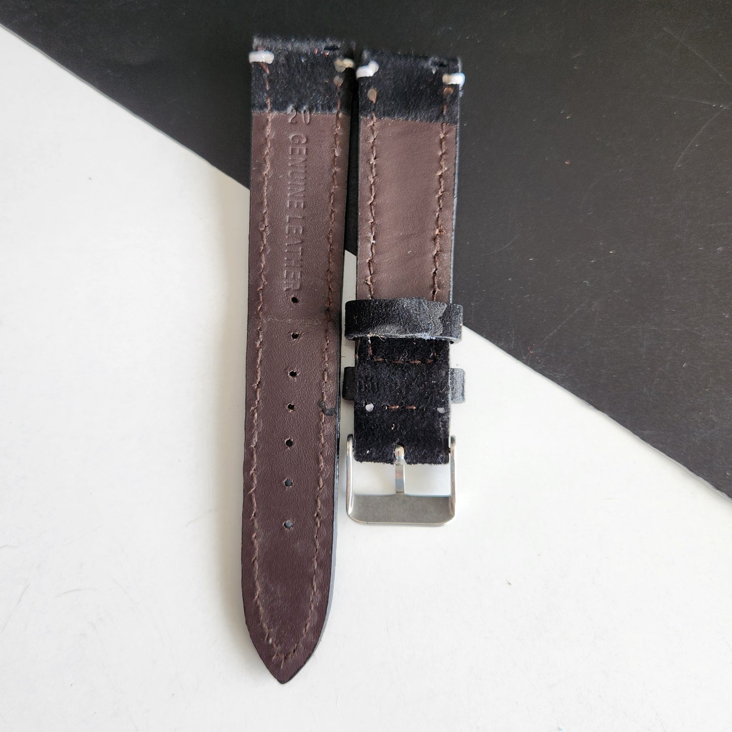 18MM Black Suede Leather Strap for Automatic Mechanical Watches H25