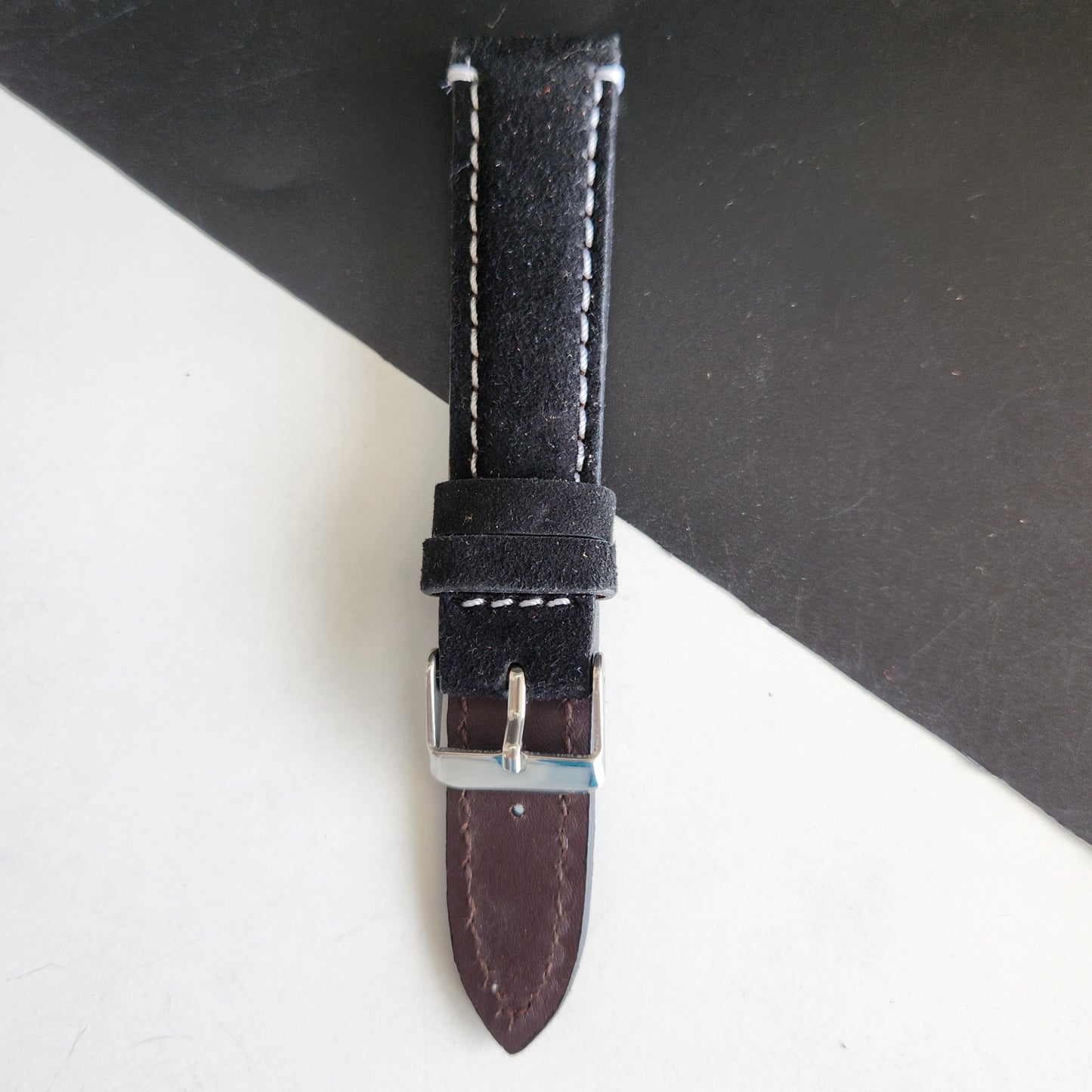 18MM Black Suede Leather Strap for Automatic Mechanical Watches H25