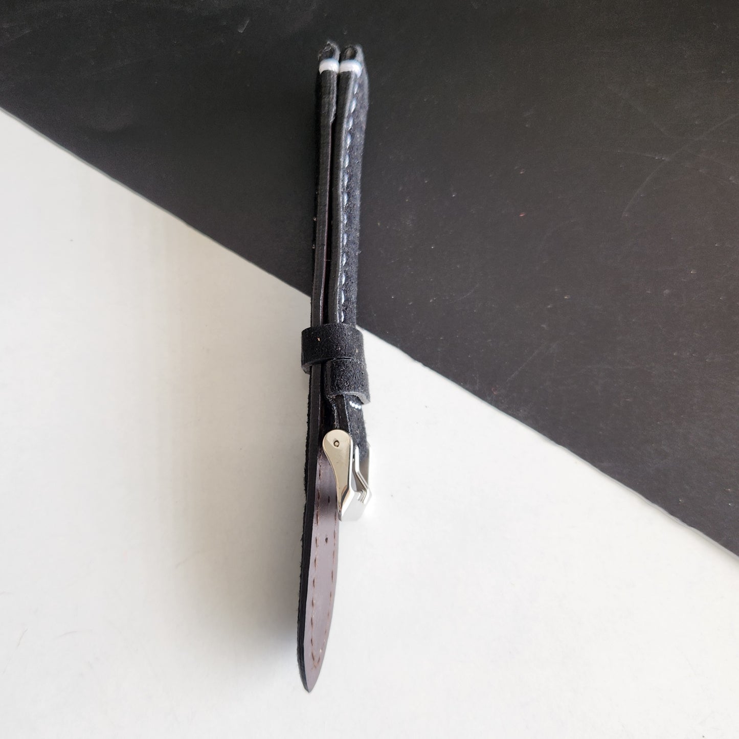 18MM Black Suede Leather Strap for Automatic Mechanical Watches H25