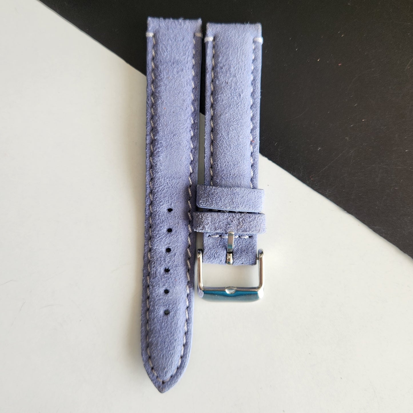 18MM Sky Blue Suede Leather Strap for Automatic Mechanical Watches H27