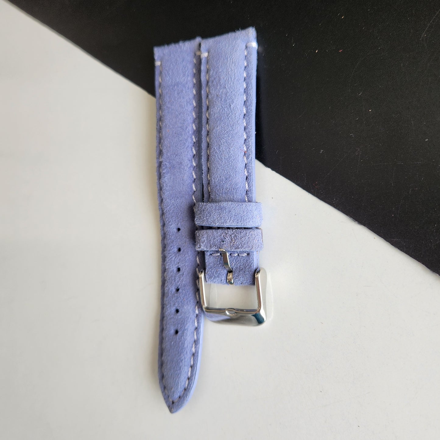 18MM Sky Blue Suede Leather Strap for Automatic Mechanical Watches H27