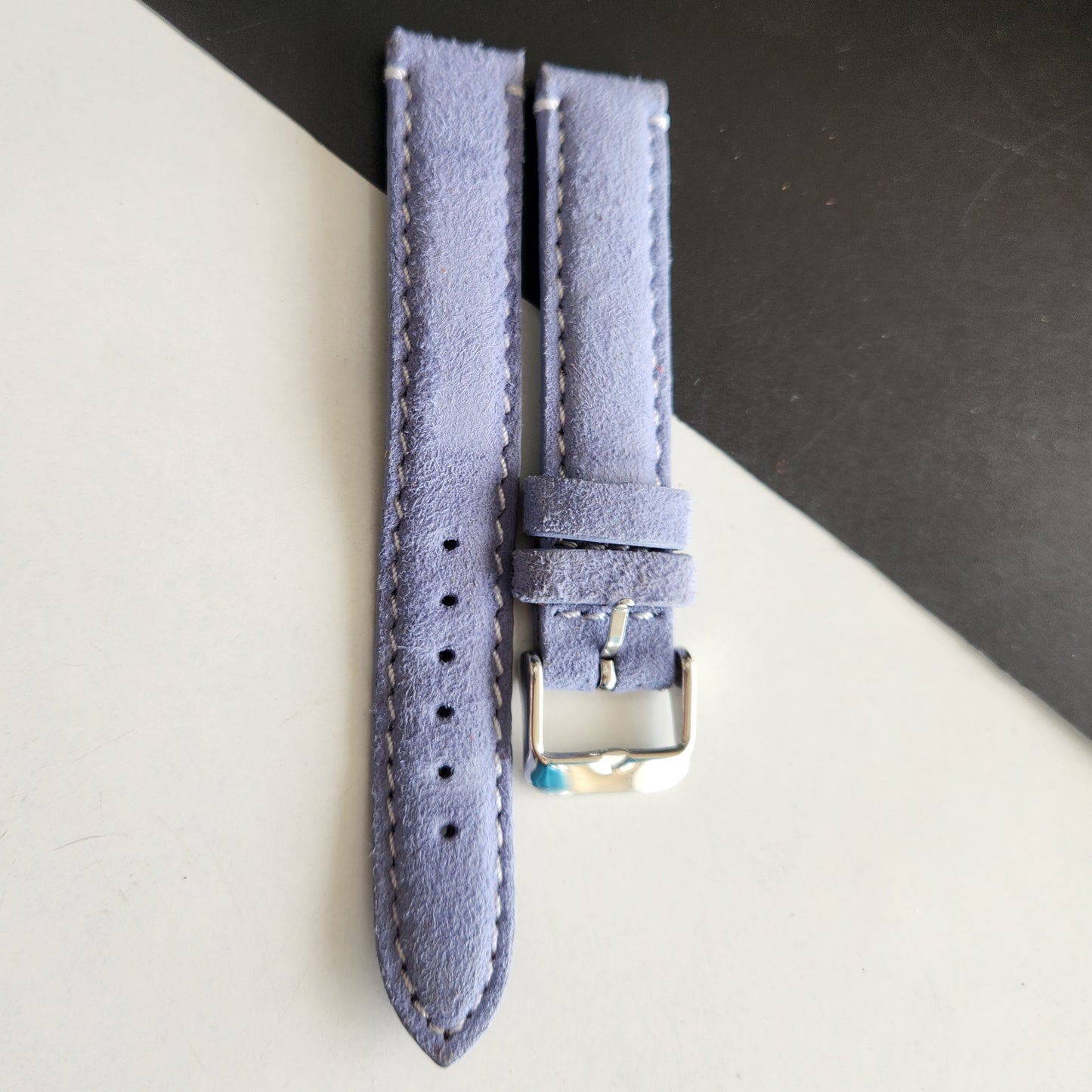 18MM Sky Blue Suede Leather Strap for Automatic Mechanical Watches H27