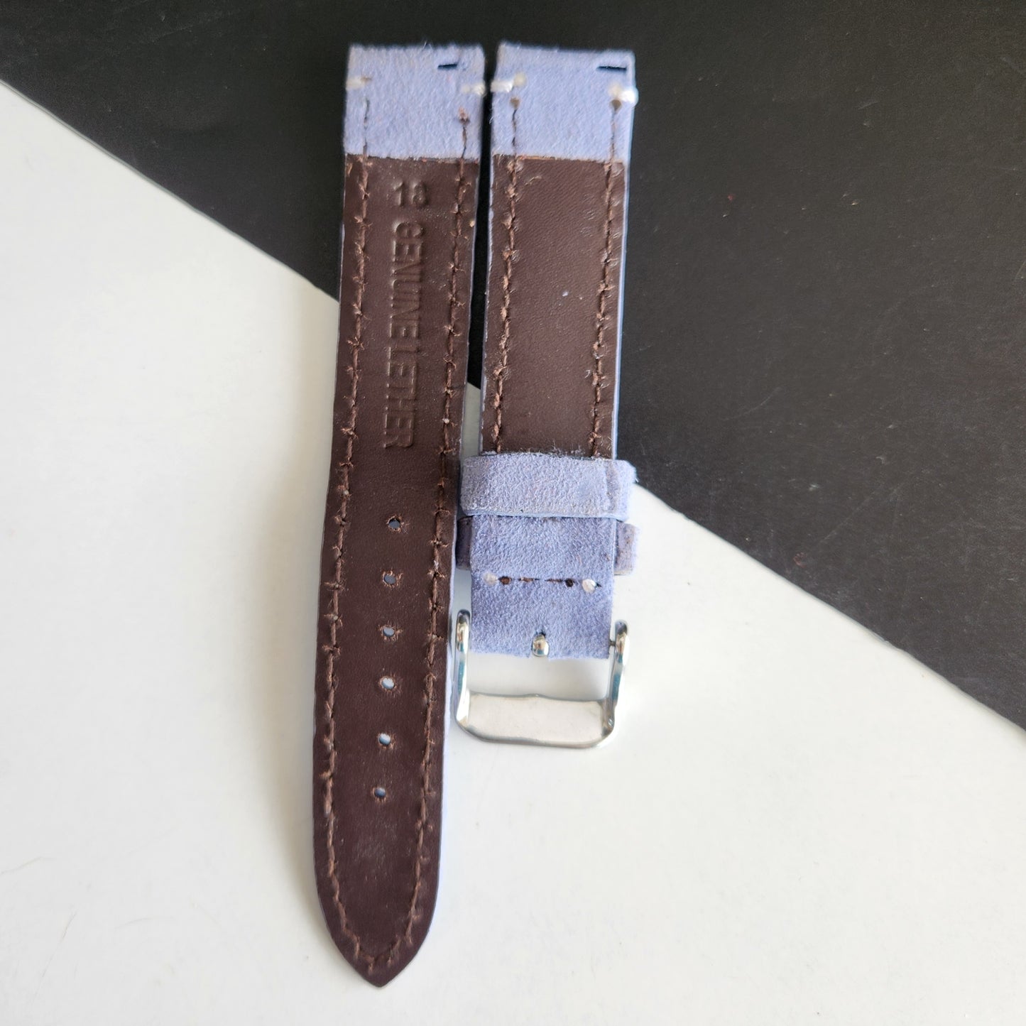 18MM Sky Blue Suede Leather Strap for Automatic Mechanical Watches H27