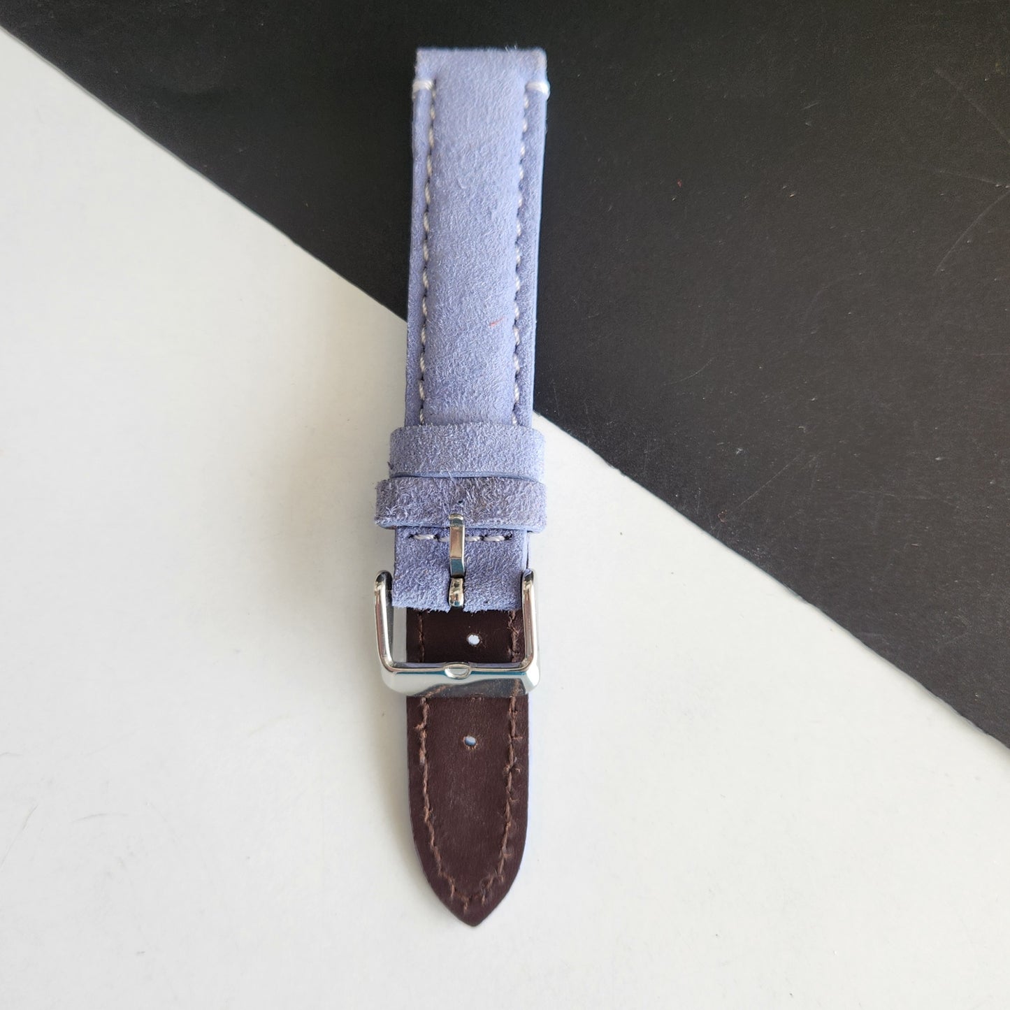 18MM Sky Blue Suede Leather Strap for Automatic Mechanical Watches H27