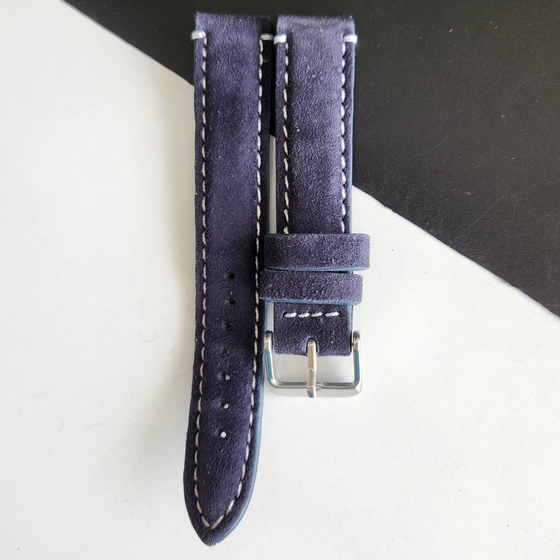 18MM Blue Suede Leather Strap for Automatic Mechanical Watches H28