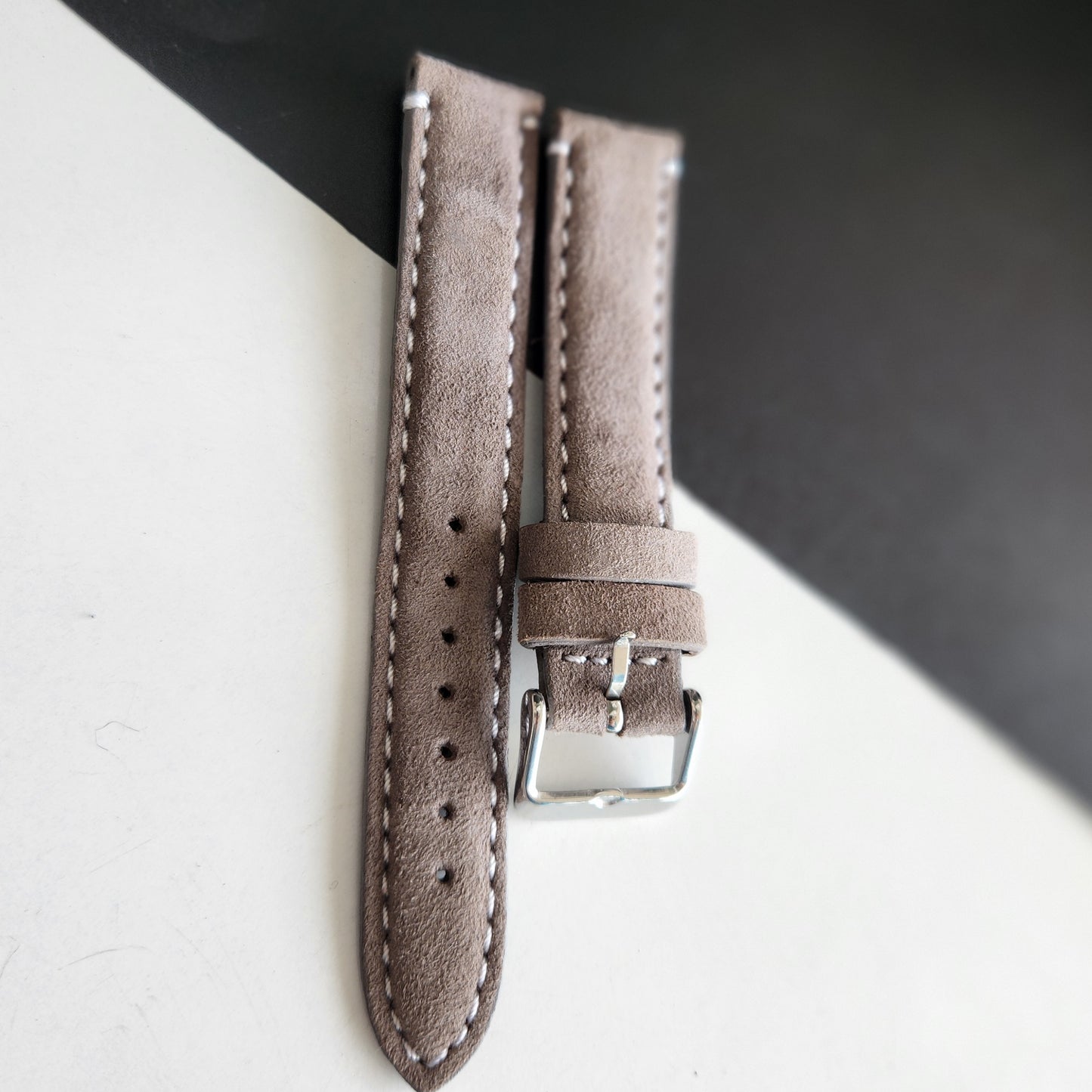 18MM Gray Suede Leather Strap for Automatic Mechanical Watches H29