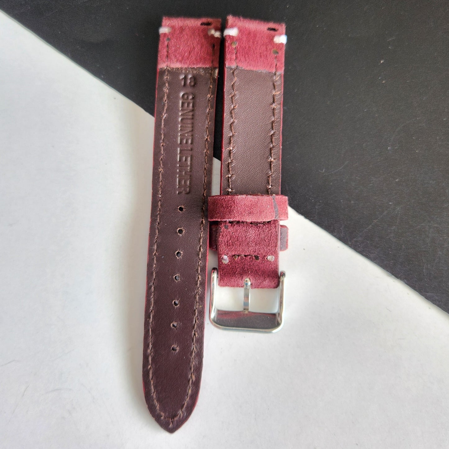 18MM Red Suede Leather Strap for Automatic Mechanical Watches H30