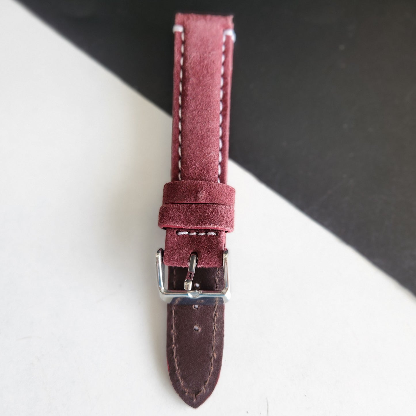 18MM Red Suede Leather Strap for Automatic Mechanical Watches H30