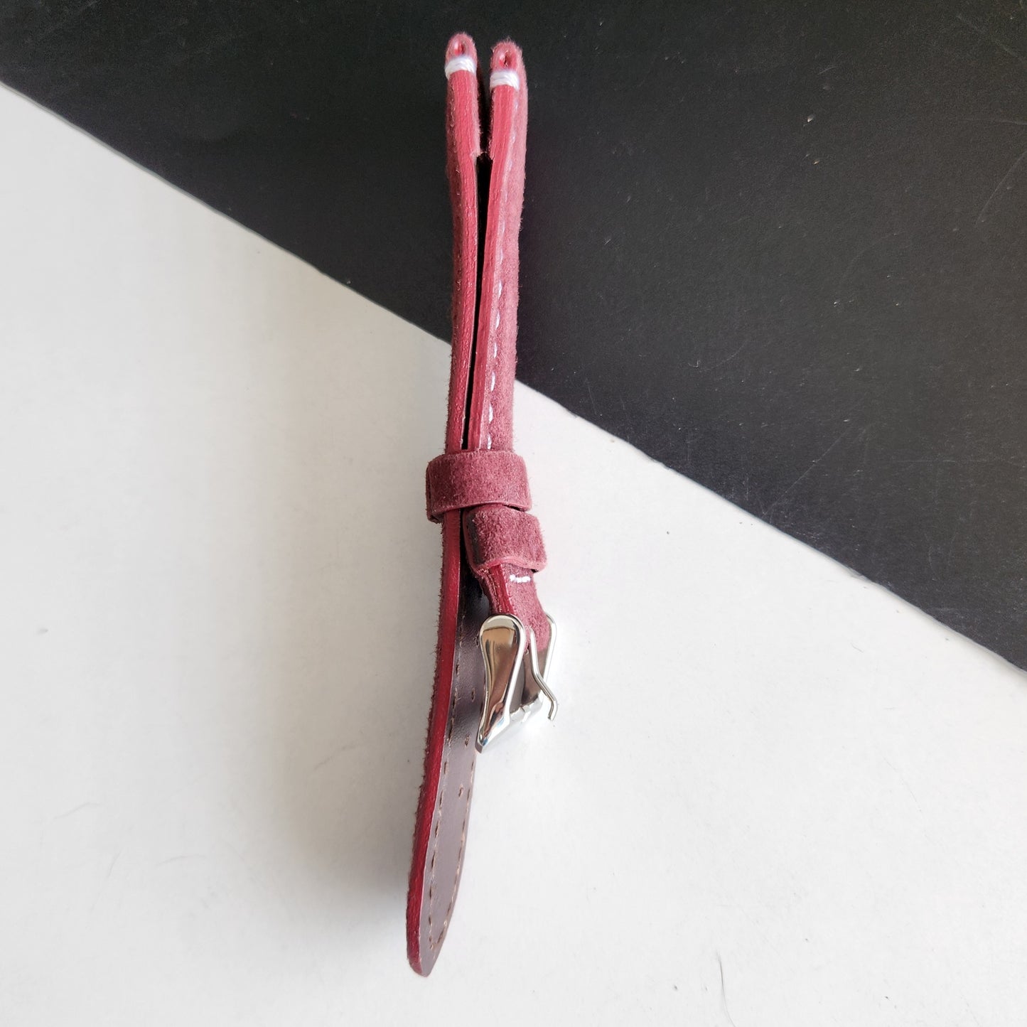 18MM Red Suede Leather Strap for Automatic Mechanical Watches H30