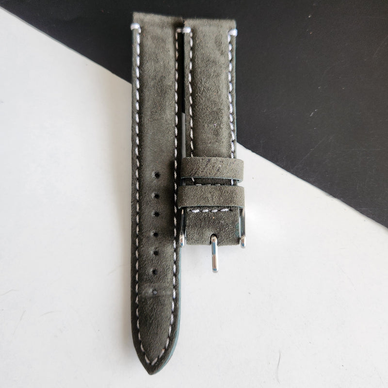 18MM Gray Suede Leather Strap for Automatic Mechanical Watches H32