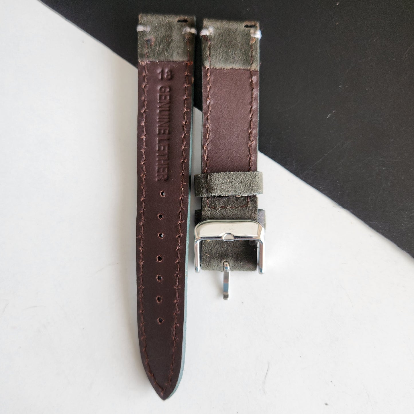 18MM Gray Suede Leather Strap for Automatic Mechanical Watches H32