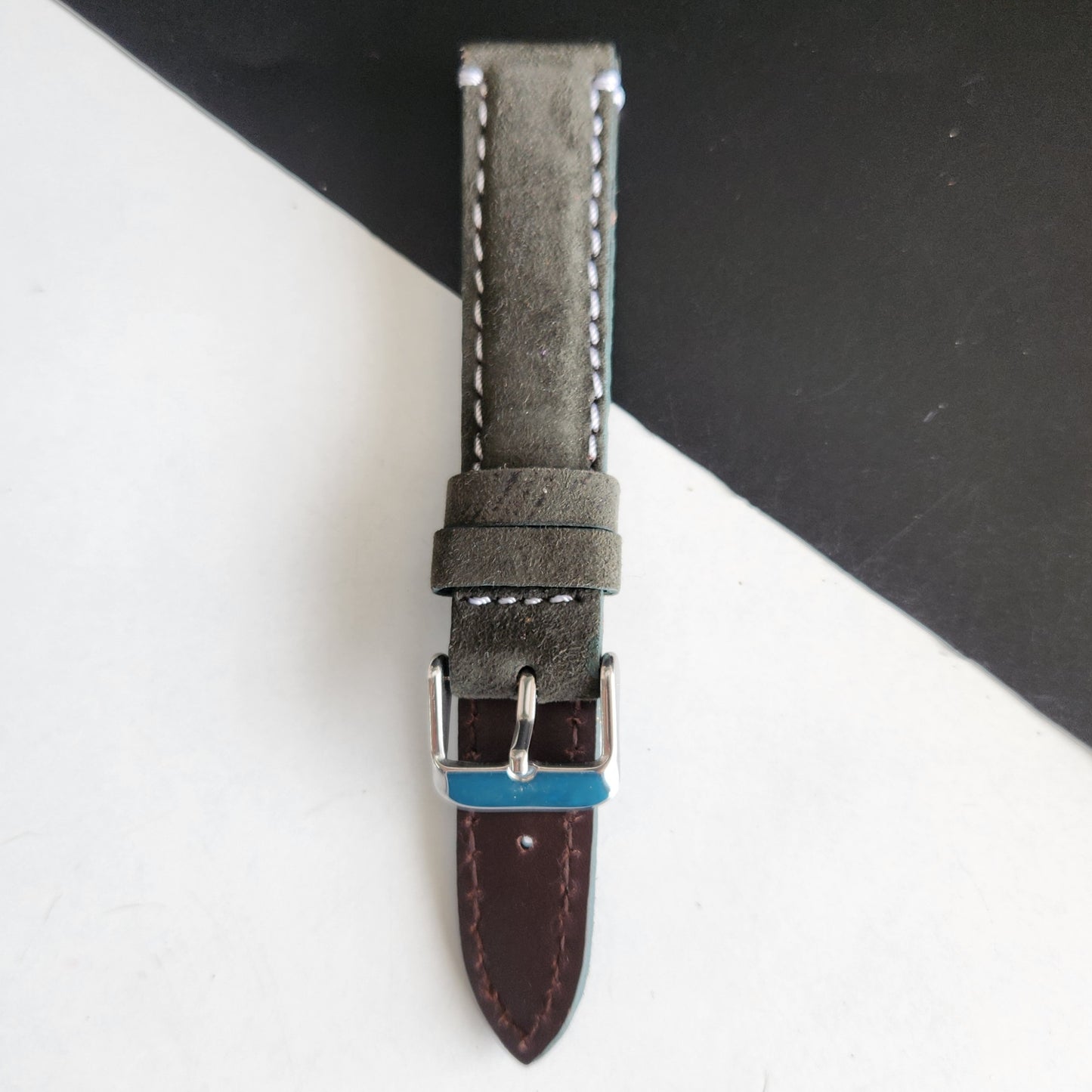 18MM Gray Suede Leather Strap for Automatic Mechanical Watches H32