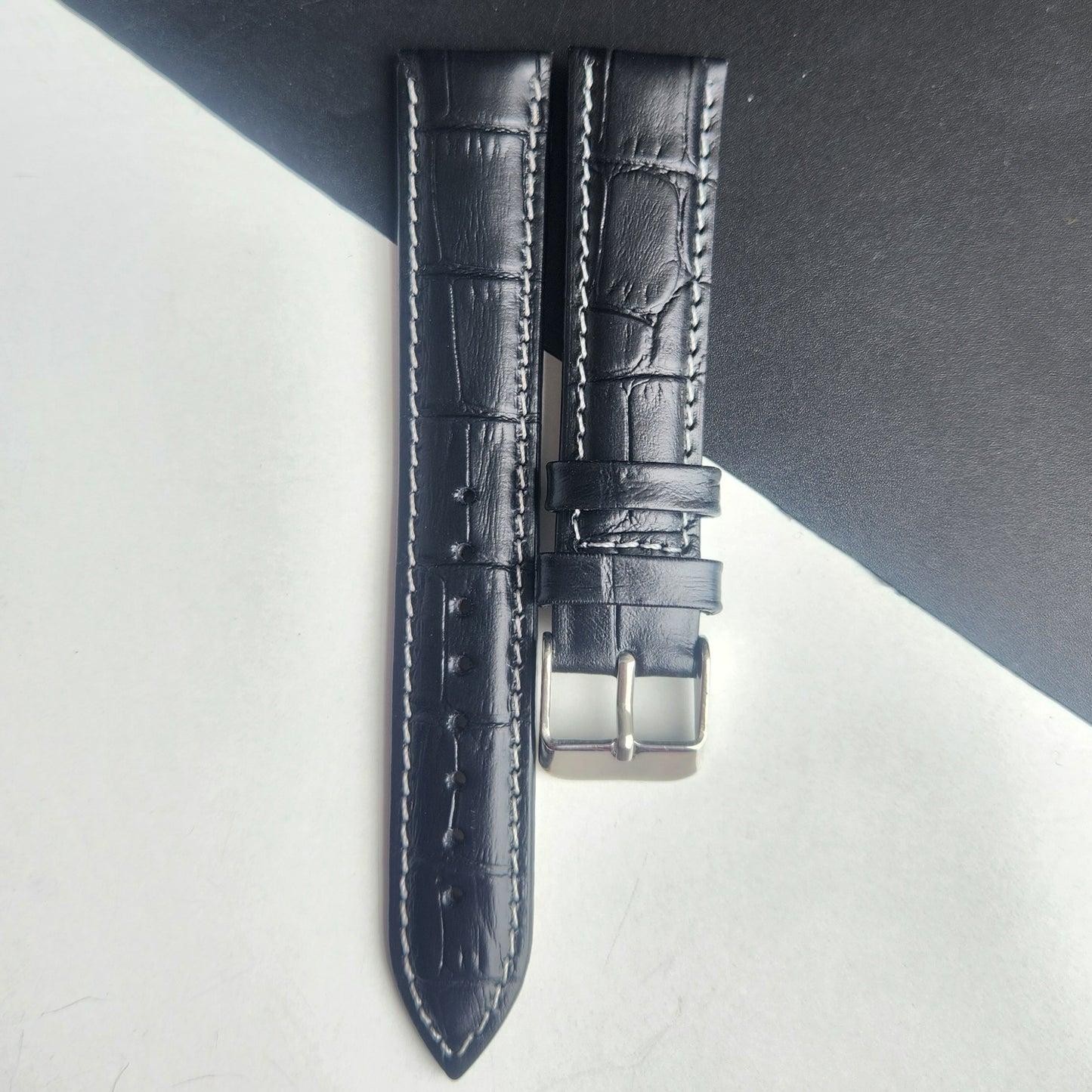 18MM Black Leather Croco Strap for Automatic Mechanical Watches H33
