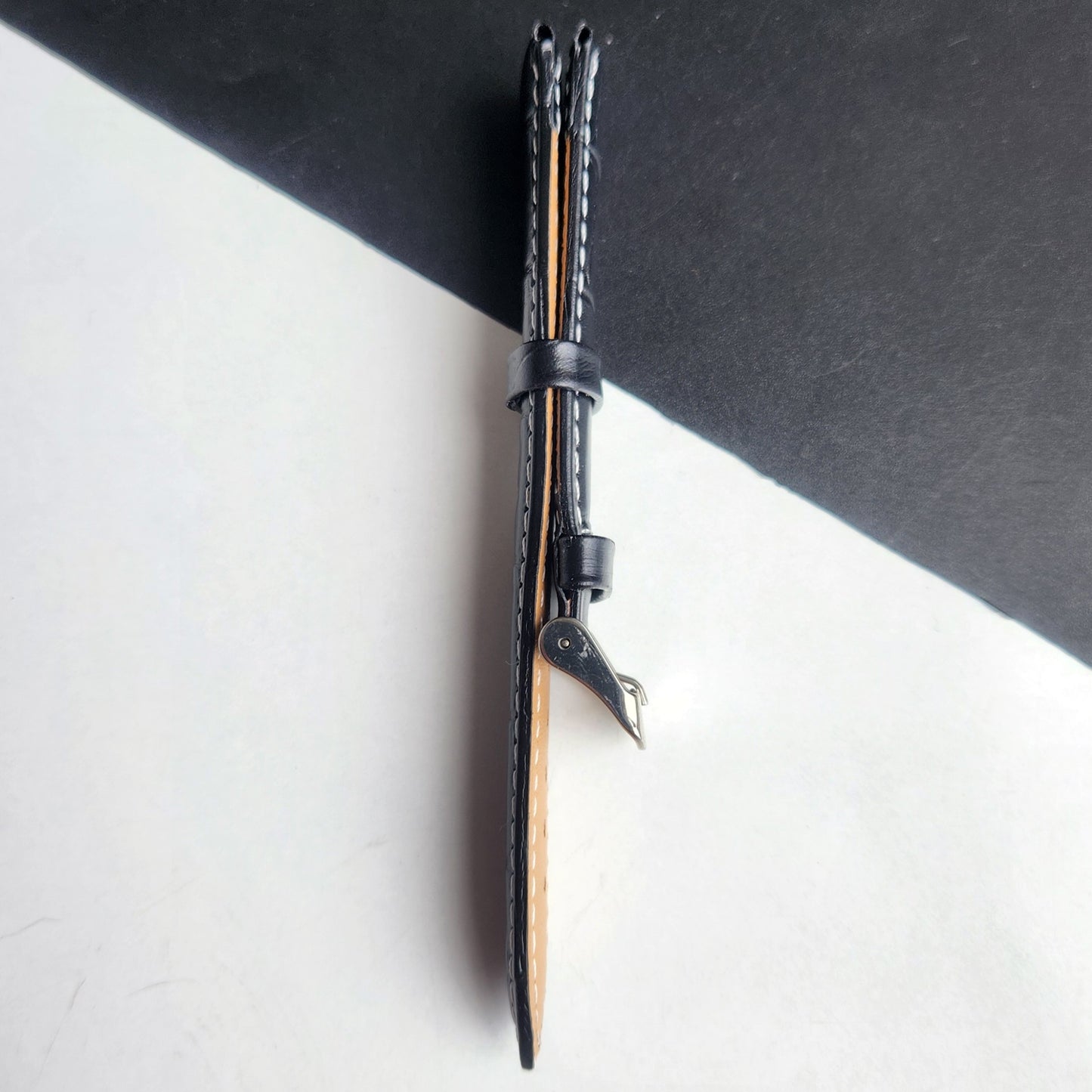 18MM Black Leather Croco Strap for Automatic Mechanical Watches H33