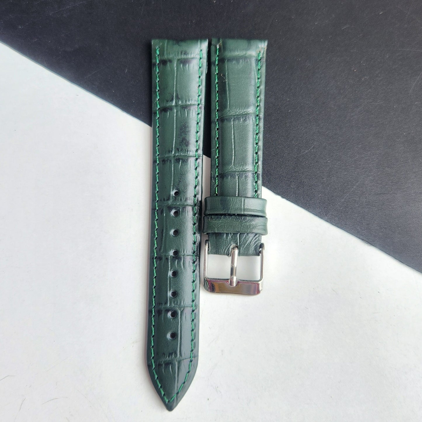 18MM Green Leather Croco Strap for Automatic Mechanical Watches H34
