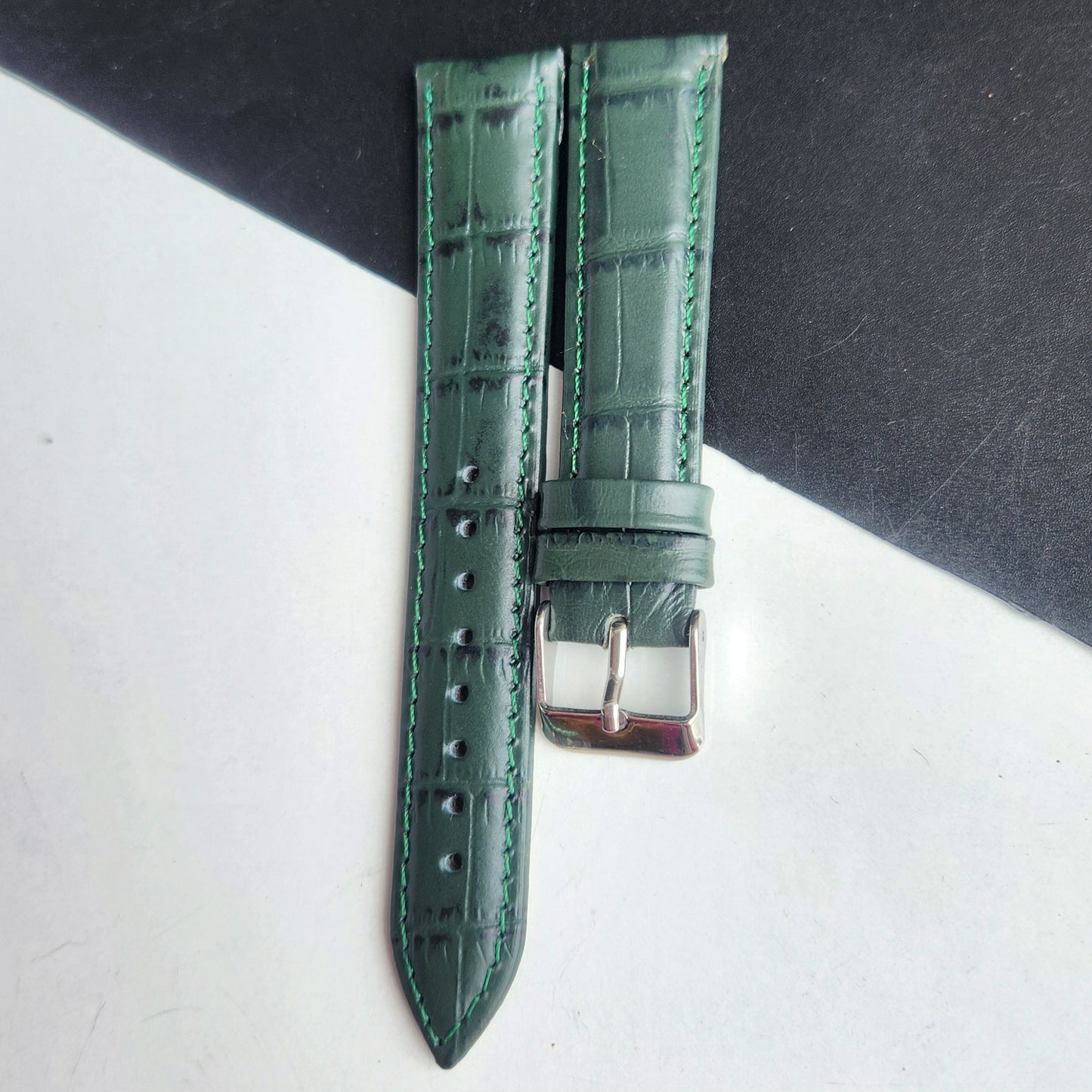 18MM Green Leather Croco Strap for Automatic Mechanical Watches H34