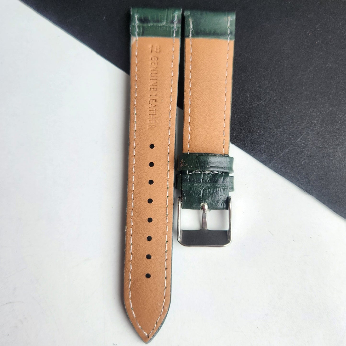 18MM Green Leather Croco Strap for Automatic Mechanical Watches H34