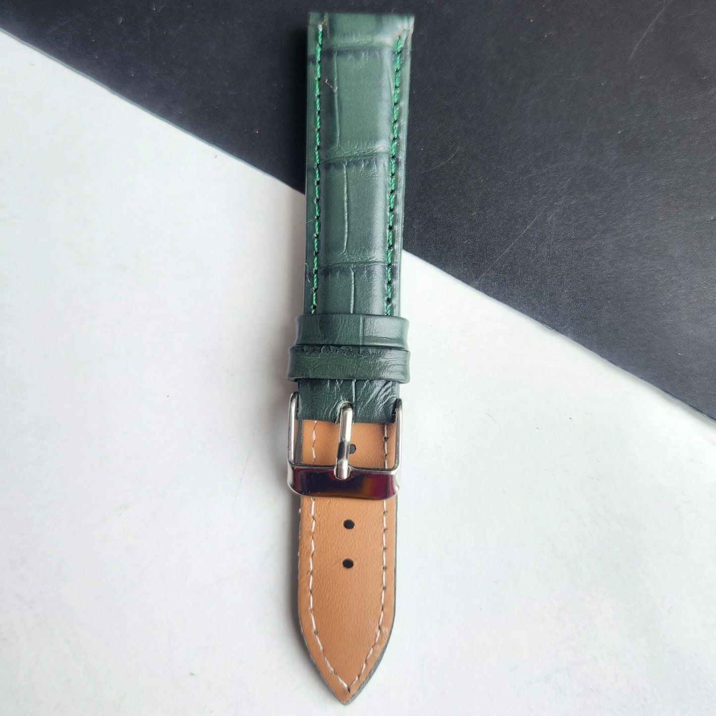 18MM Green Leather Croco Strap for Automatic Mechanical Watches H34