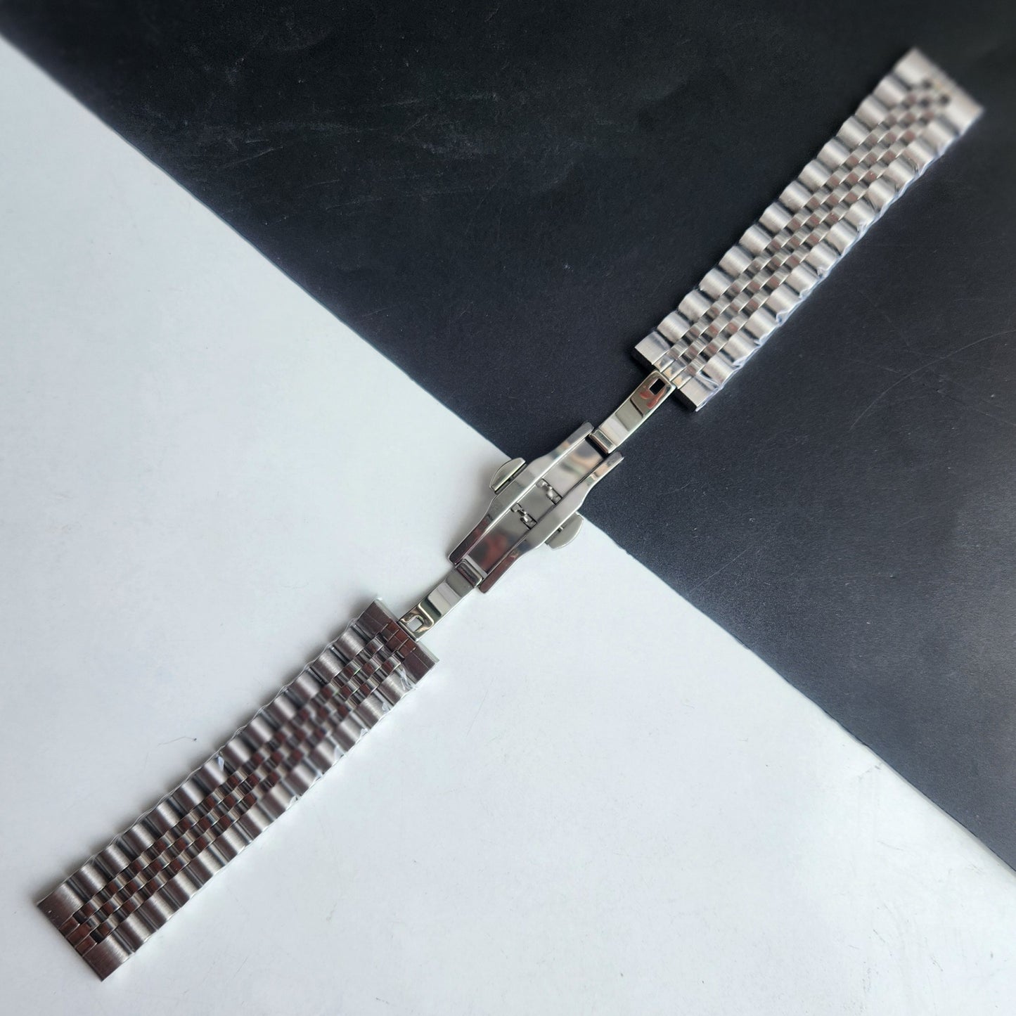20MM Silver Jubilee C-Clamp Bracelet with Butterfly Lock For Automatic Mechanical Watches H44