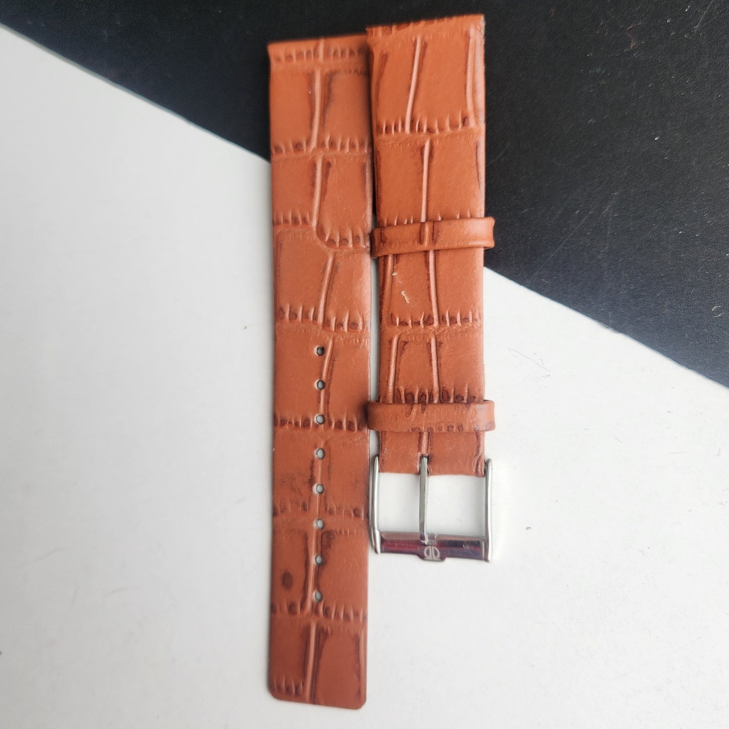 18MM Tan Croco Leather Slim Strap For TITAN EDGE Quartz Watches H53