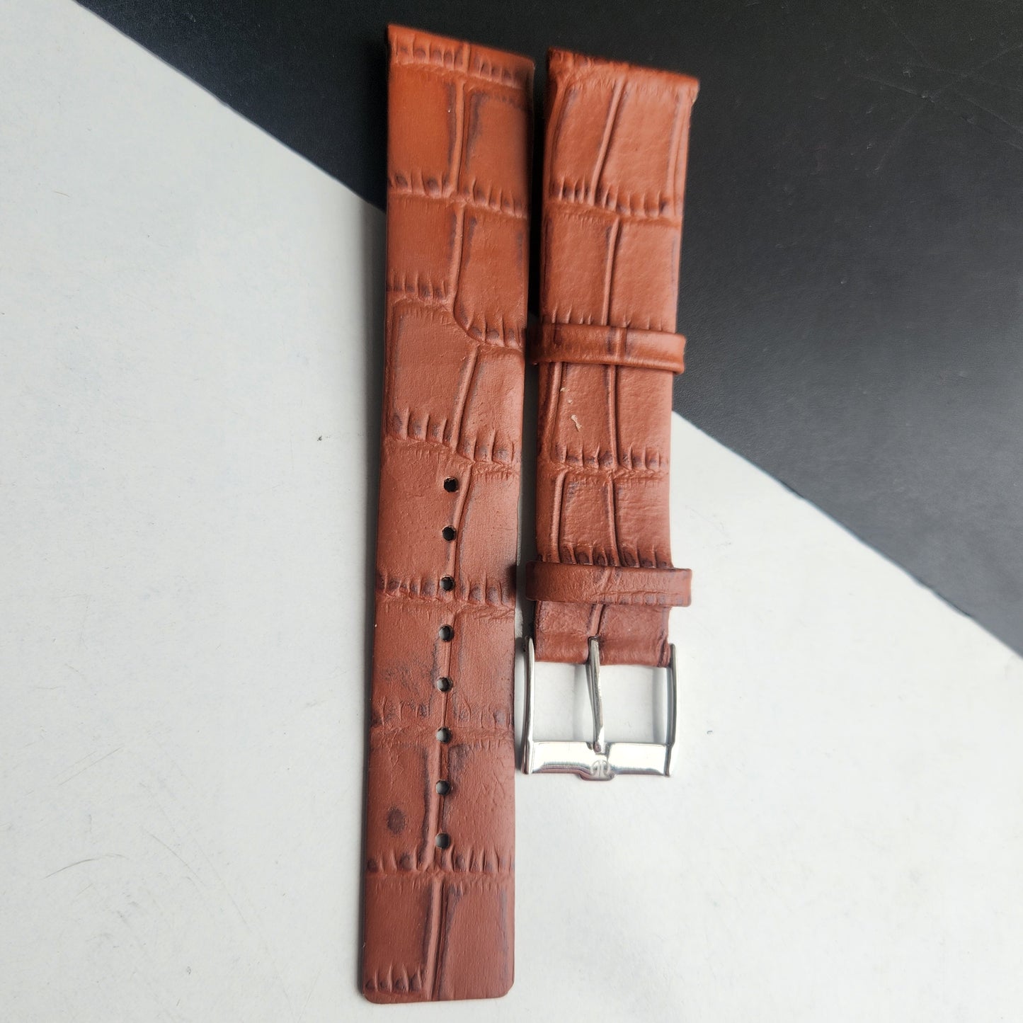 18MM Tan Croco Leather Slim Strap For TITAN EDGE Quartz Watches H53