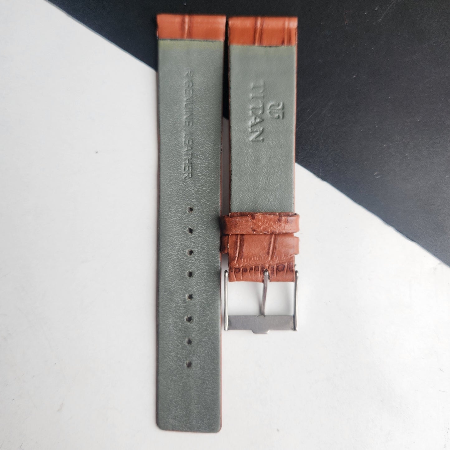 18MM Tan Croco Leather Slim Strap For TITAN EDGE Quartz Watches H53