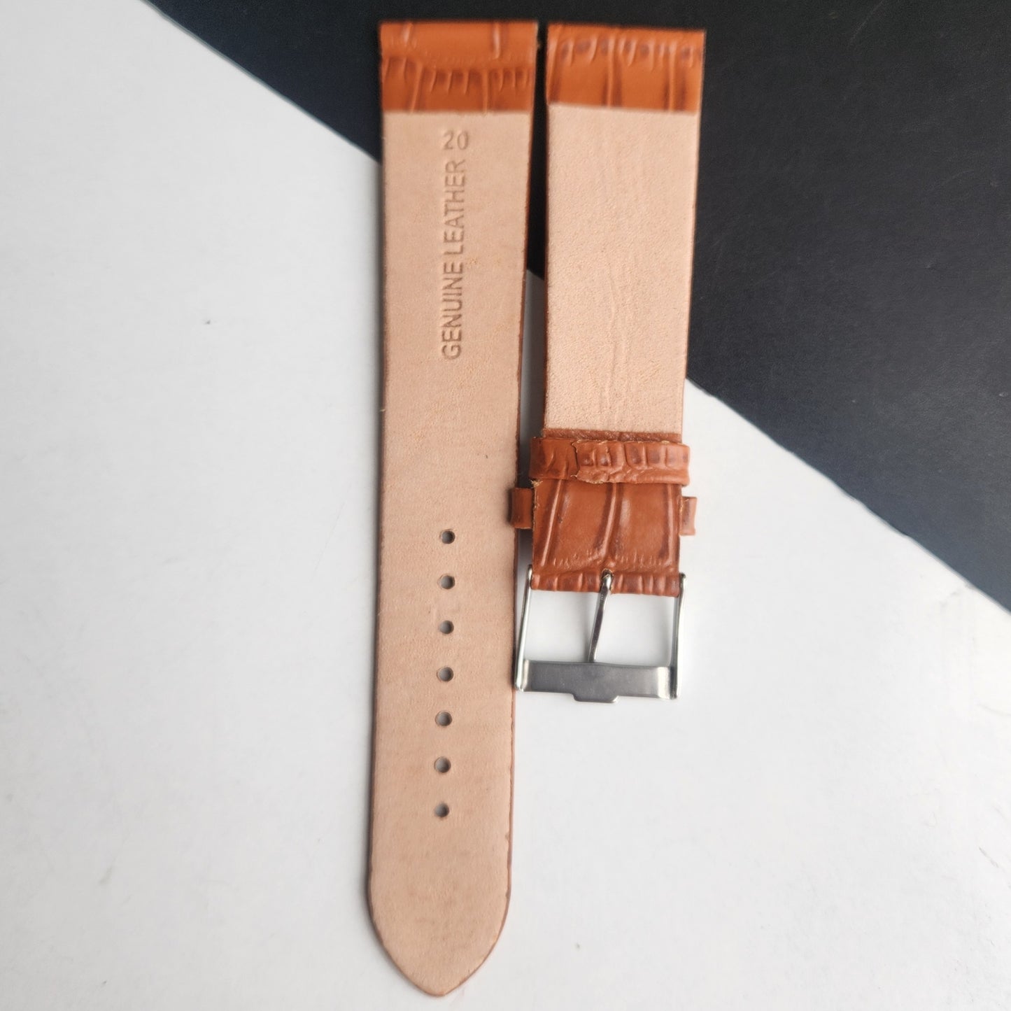 20MM Tan Croco Leather Slim Strap for TITAN EDGE Quartz Watches H55