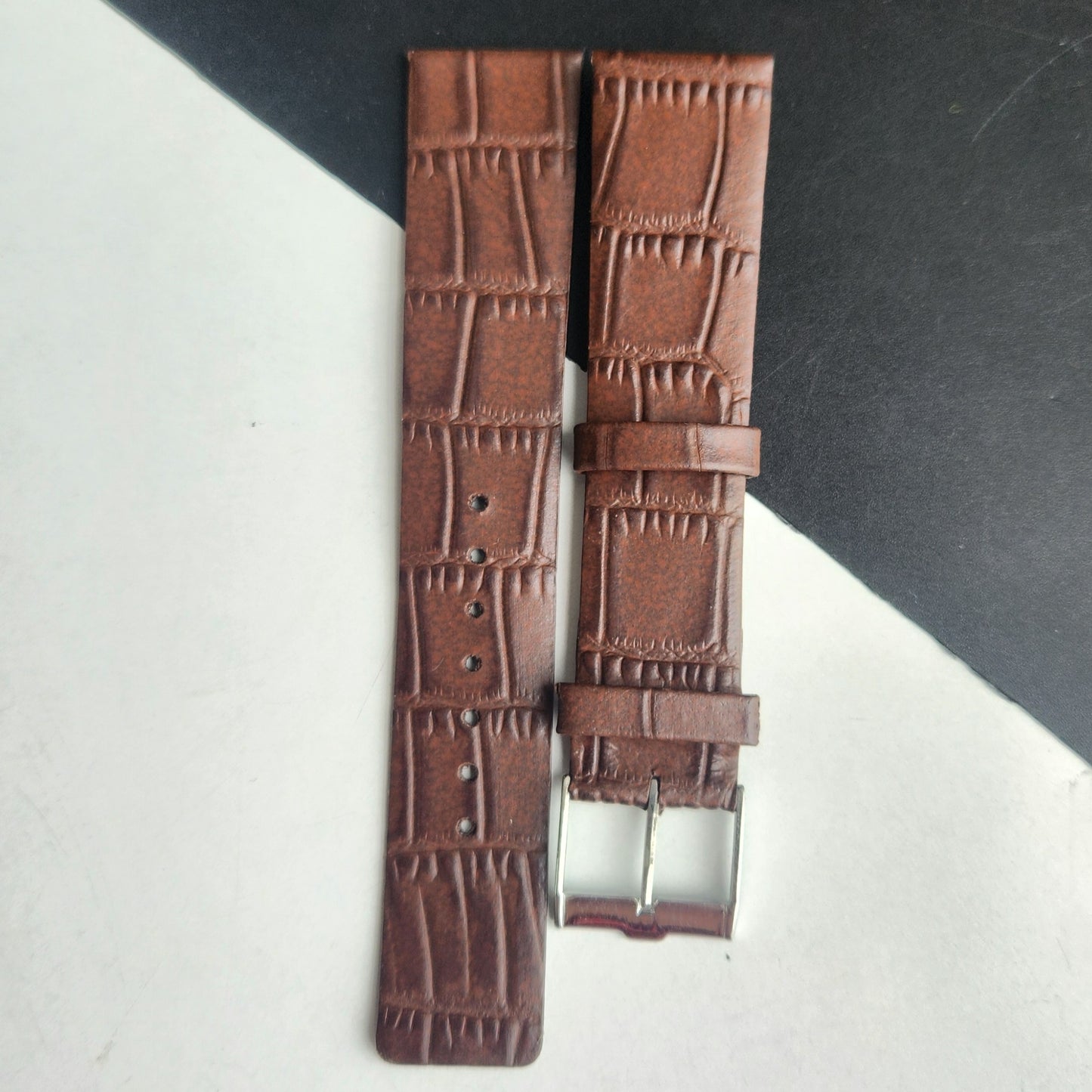 20MM Brown Croco Leather Slim Strap for TITAN EDGE Quartz Watches H57