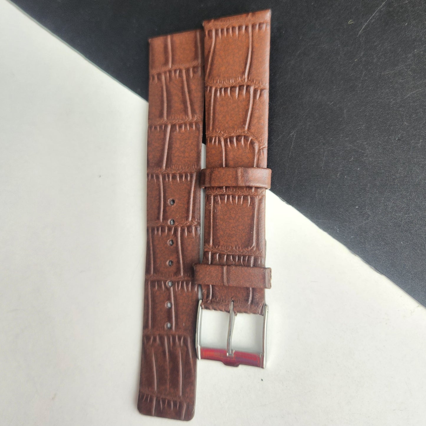 20MM Brown Croco Leather Slim Strap for TITAN EDGE Quartz Watches H57