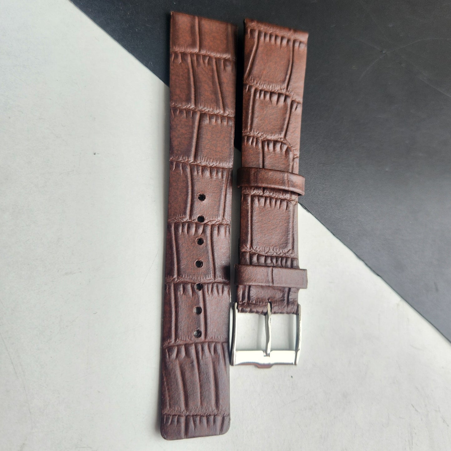 20MM Brown Croco Leather Slim Strap for TITAN EDGE Quartz Watches H57
