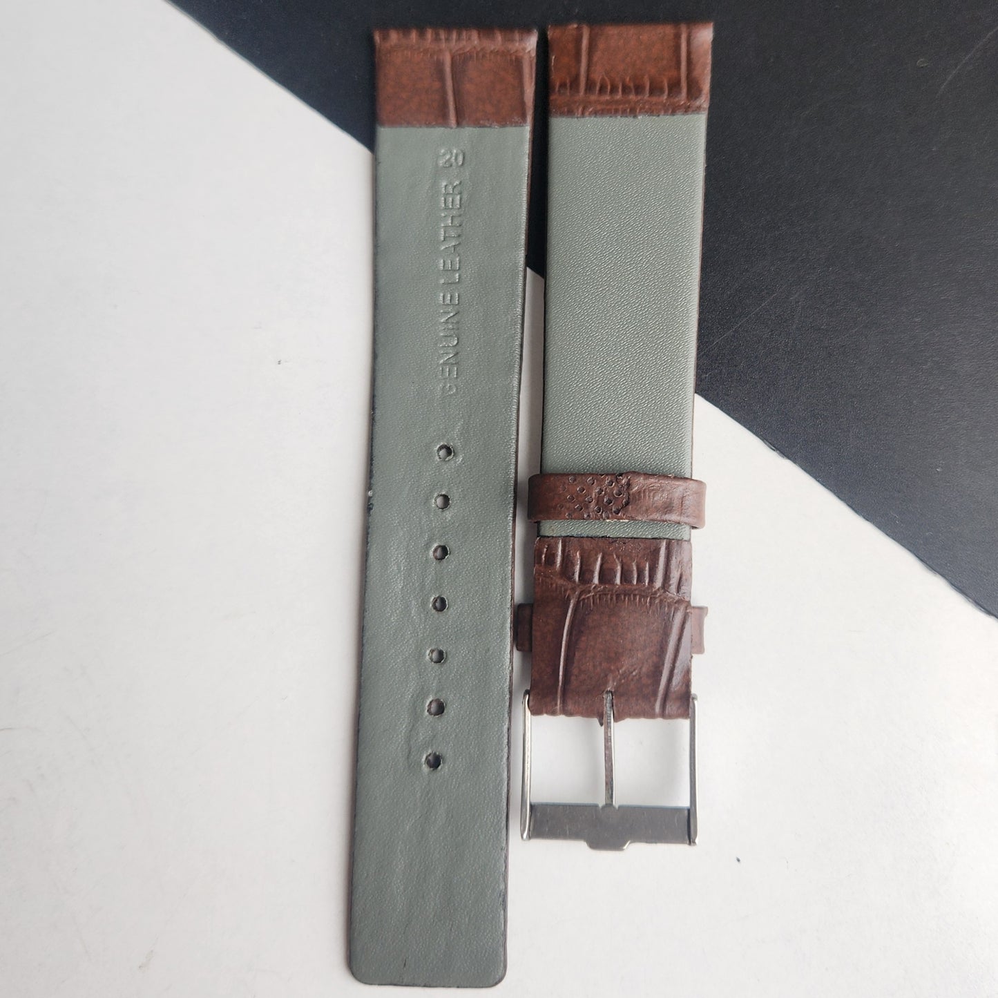 20MM Brown Croco Leather Slim Strap for TITAN EDGE Quartz Watches H57