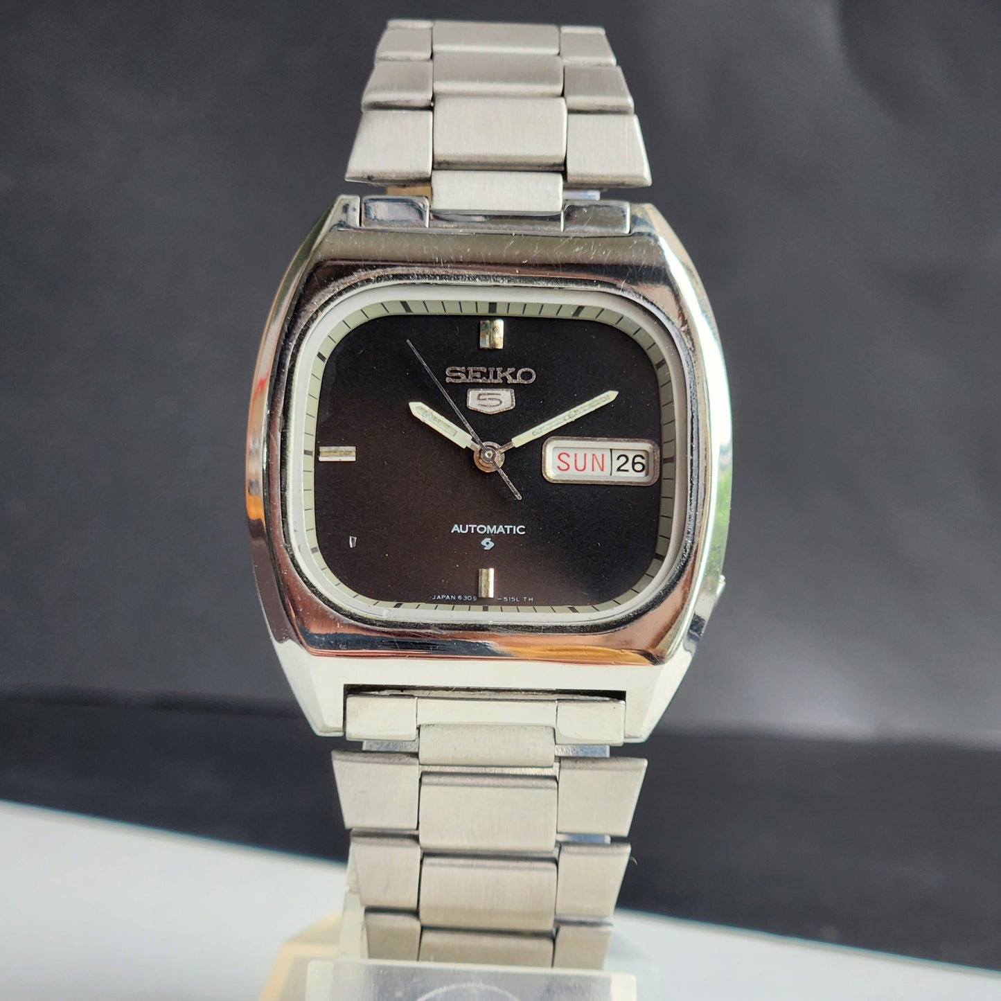 Vintage 1979 Original Seiko 5 Automatic 6309-612A Black Face 17 Jewels Day-Date Japanese Men's Wrist Watch ET47