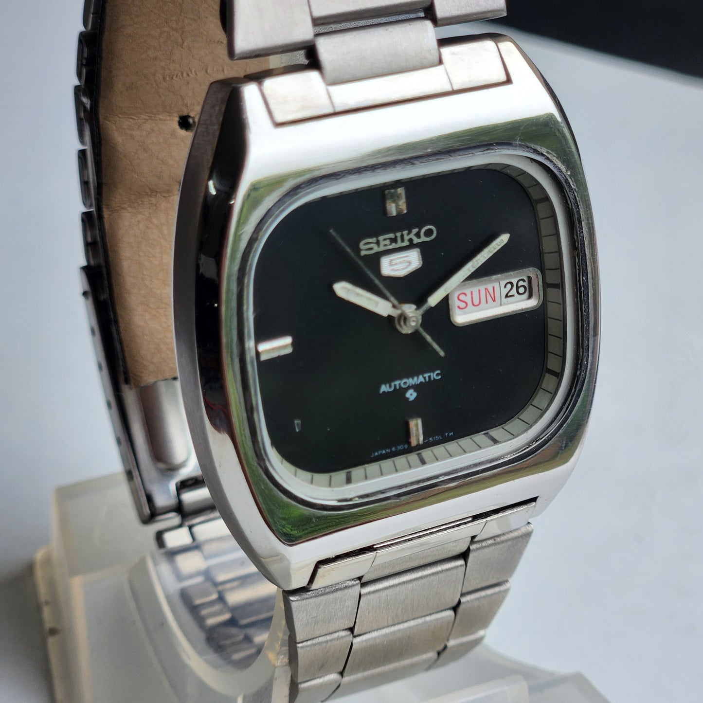 Vintage 1979 Original Seiko 5 Automatic 6309-612A Black Face 17 Jewels Day-Date Japanese Men's Wrist Watch ET47