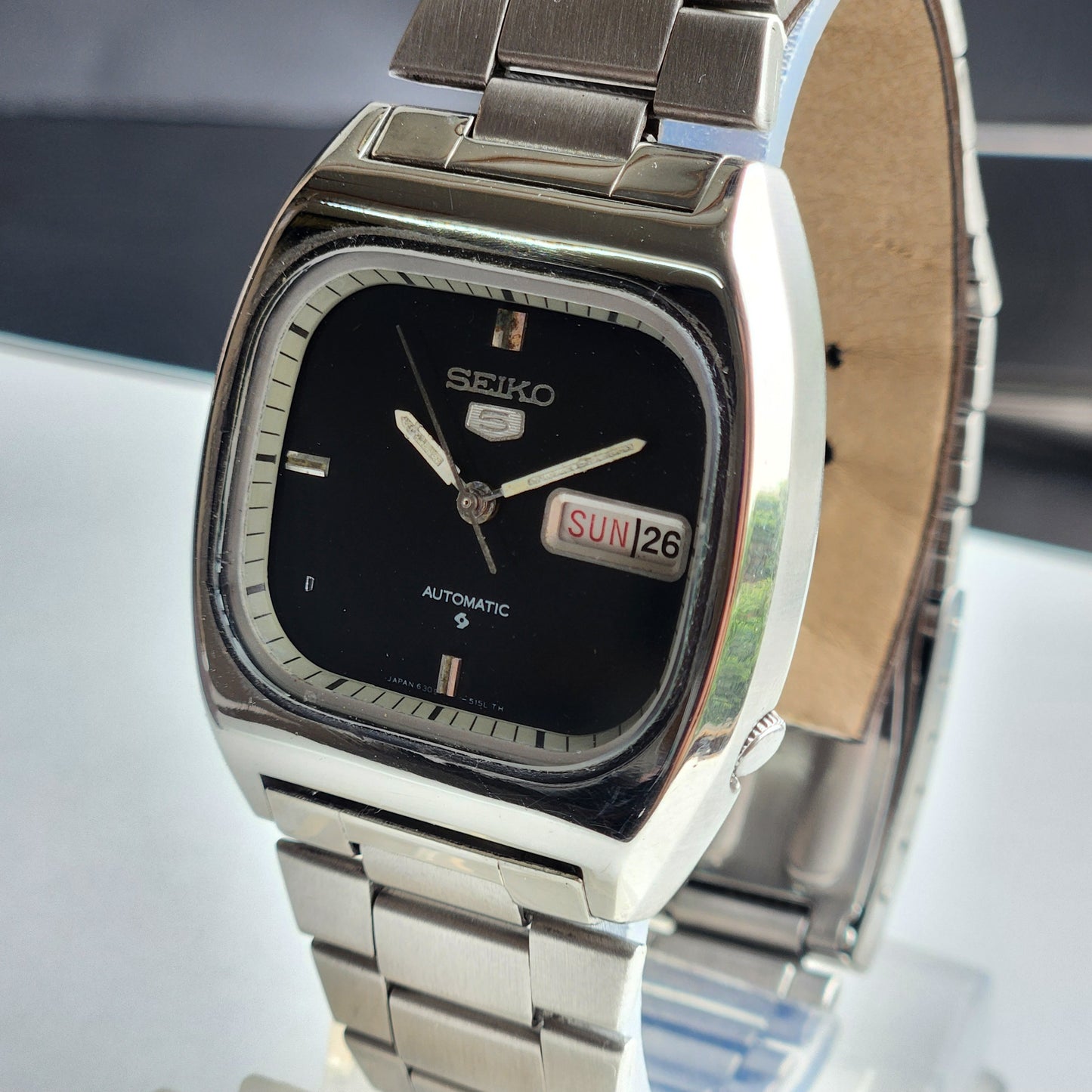 Vintage 1979 Original Seiko 5 Automatic 6309-612A Black Face 17 Jewels Day-Date Japanese Men's Wrist Watch ET47